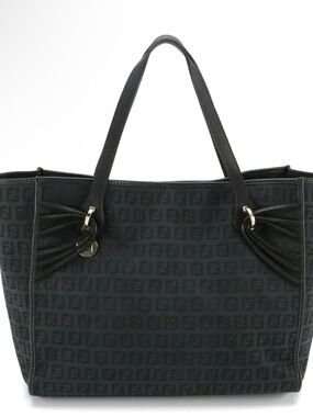 Fendi Zucca Black Logo Jacquard Tote